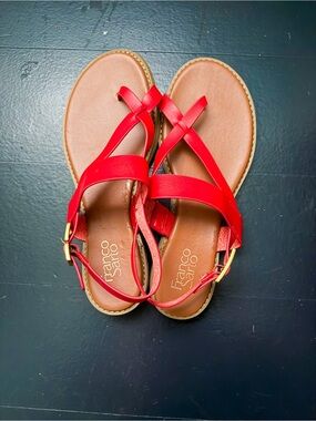 Franco Sarto Gabby 2 Red Strappy Flat Sandals 9.5